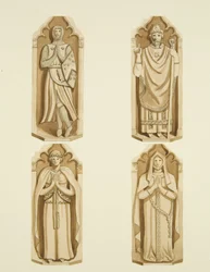 Vier Figuren, die die Türen von Clarke auf jeder Seite des Altars von St. Mark