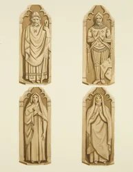 Vier Figuren, die die Türen von Clarke auf jeder Seite des Altars von St. Mark
