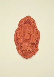 Vorderseite des Siegels von Matthew Parker, Erzbischof von Canterbury, zum Testament von Thomas Alyce, Kaufmann