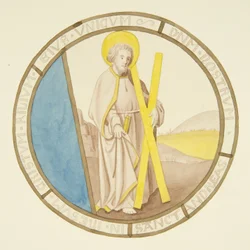 Buntglasfenster in der Privatkapelle des Bischofspalastes: St. Andreas