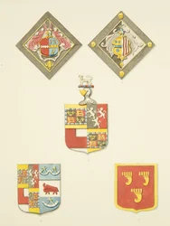 Drei Schilde und zwei Wappen in St. James