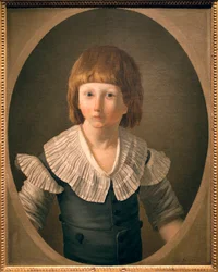 Porträt von Louis XVII. (1785-1795), Louis Charles de Normandie wurde nach dem Tod seines Bruders 1789 Dauphin, wurde mit seiner Familie im Tempel eingesperrt, verbrachte dort drei Jahre und starb dort. Dieses Porträt wurde angeblich im Tempel gemalt