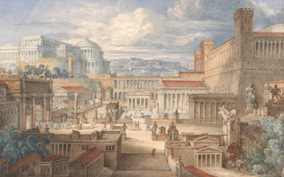Eine Szene im antiken Rom: Eine Kulisse für Titus Andronicus, I, ii