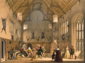 Blinde Kuh, gespielt in Athelhampton Hall, um 1600