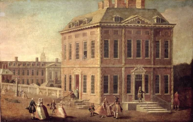 Ansicht von Ranelagh House und Gärten und dem Chelsea Hospital, mit Figuren im Vordergrund