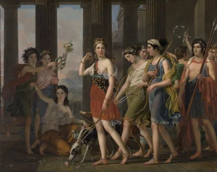 Die schöne Anthia führt ihre Gefährtinnen zum Tempel der Diana in Ephesus, um 1820