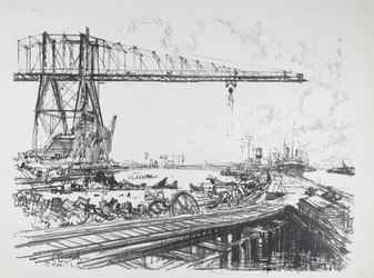 Französischer Kanal und amerikanische Kräne, 1912