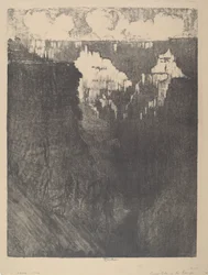 Sonnenuntergangsstädte im Canyon