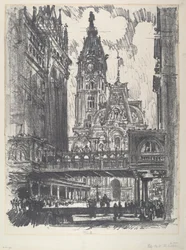 Das Rathaus und die Brücke über die Market Street