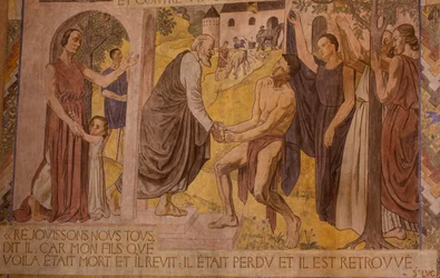 Der verlorene Sohn. Fresko in der Kathedrale von Nanterre