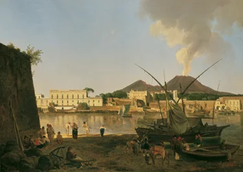 Der Hafen Granatello bei Portici mit dem Vesuv im Hintergrund