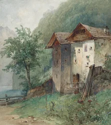 Häuser an Gebirgssee