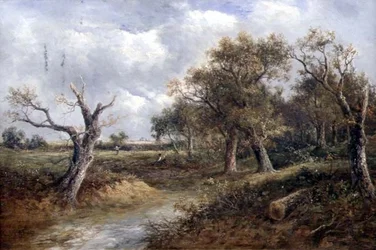 Landschaft mit sterbendem Baum