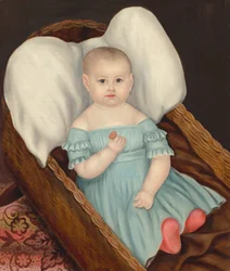 Baby im Weidenkorb, ca. 1840