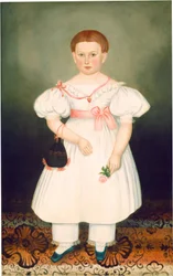 Mädchen mit Retikül und Rose