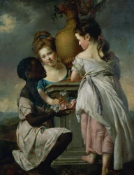 Ein Gespräch zwischen Mädchen oder Zwei Mädchen mit ihrem schwarzen Diener, 1770