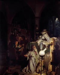 Alchemist versucht, den Stein der Weisen zu entdecken