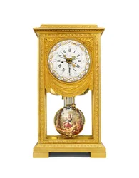 Louis XVI Monatsgehender Mittel- und Sonnenuhren-Kaminregulator mit Remontoire