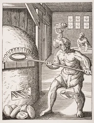 Der Bäcker. 19. Jahrhundert Reproduktion des 16. Jahrhunderts (Gravur)