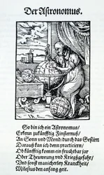Ein Astronom mit einem Vers von Hans Sachs, veröffentlicht Frankfurt 1568