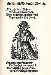Adlige Frau von Moskau. Aus dem Frauentrachtenbuch Frankfurt, 1586