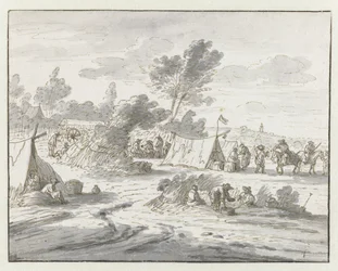 Ansicht eines Lagers der Armee von Willem III. bei Lembeek, Flämisch-Brabant