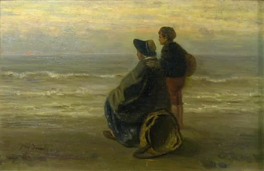 Mutter und Kind an einem Meeresufer, ca. 1890