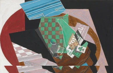 Schachbrett und Spielkarten, 1915