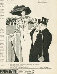 Illustration von J Gris in Le Lire, 02/10/09 - Mode, Hut, Leben der Reichen, Hippismus - Frauen