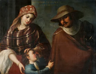 Castizo und Spanier erzeugen einen Spanier, ca. 1715