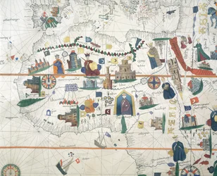 Detail von Afrika und Mittelmeerbecken, von Juan de la Cosa, Seekarte