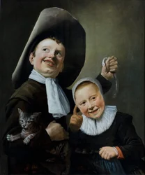 Ein Junge und ein Mädchen mit einer Katze und einem Aal, um 1635