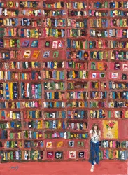 Bunter Bücherregal-Leser