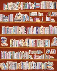 Bunte gemusterte Bücherregale