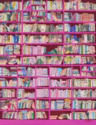 Bunte rosa Bücherregale