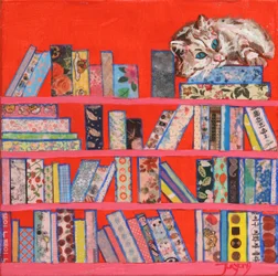 Gemütliches Katzen-Bücherregal