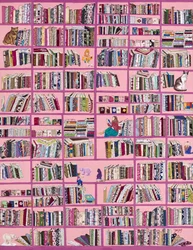 Gemütliche rosa Bibliothek