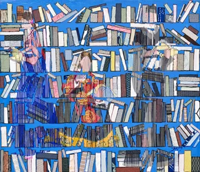 Ekletisches Blaues Bücherregal