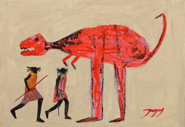 Roter Dinosaurier Ur-Szene