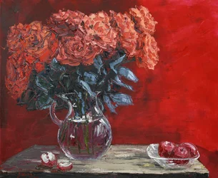 Lebhafte Rosen und Äpfel