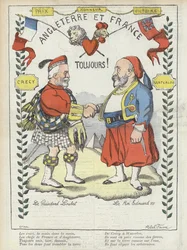 König Edward VII.s Besuch in Frankreich. Illustration für Le Rire