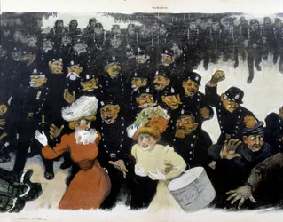 Demonstration um 1901 - Zeichnung von GRÜN