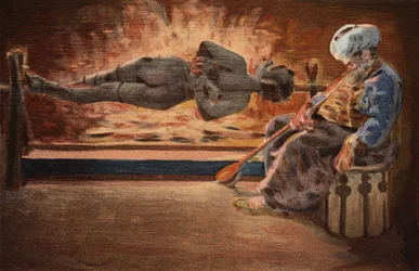 Panurge wird von einem eingeschlafenen Türken beobachtet. Pantagruel. Illustration von Jules Garnier. In „Rabelais et l