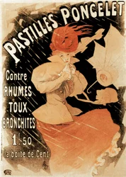 Werbeplakat für Pastilles Poncelet, ein Mittel gegen Erkältung und Bronchitis, 1896