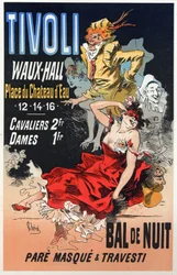 Kunst. Unterhaltung. Maskenball im Tivoli Waux Hall, Paris. Plakat von Jules Cheret, Frankreich, ca. 1870