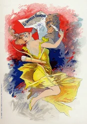 Literatur. Die Zeitung Le Courrier Francais. Allegorie von Jules Cheret, Frankreich, um 1890
