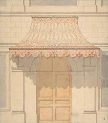 Entwurf für ein Vordach über einer Tür im maurischen Stil, 1830-97. Schöpfer: Jules-Edmond-Charles Lachaise, Eugène-Pierre Gourdet.