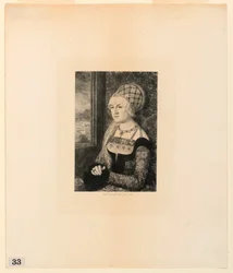 Porträt einer jungen Frau, aus "Radierungen von Bildern im Metropolitan Museum, New York"