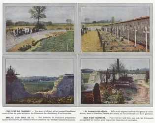 Friedhof von Chambry, Die Gräber der Helden, Einschlag eines 75-mm-Geschosses, nichts wird respektiert