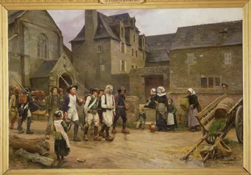 Die Revolutionäre von Fouesnant werden 1792 von der Nationalgarde zusammengetrieben, um 1886-87